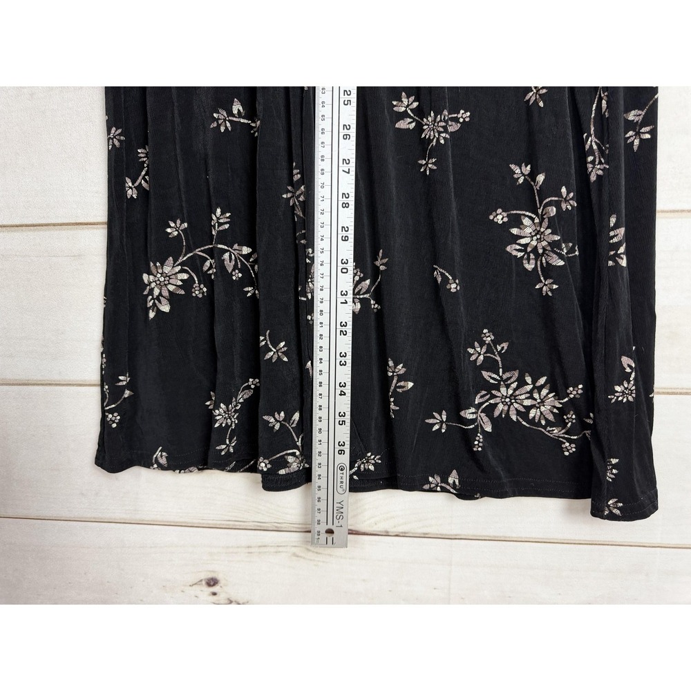 ES SL Top Skirt Set Womens Medium Black Floral Jersey 2 Piece Made USA - Picture 14 of 15